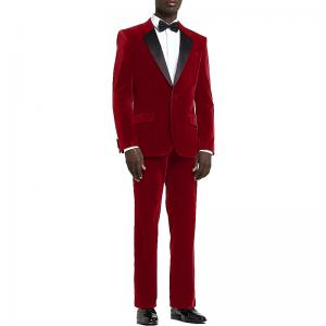 2PCS Dark Red Tuxedo Custom Men'S Stylish Slim Fit Velvet Fabric Tuxedo Suit For Special Occasion Party Wear