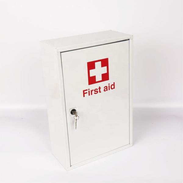 Compartimiento público de estructura fuerte de varios tamaños, caja de kits de primeros auxilios médicos de metal, gabinete de trabajo montado en la pared con candado