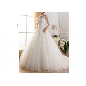 Custom Color Ball Gown Bridal Dresses With Tulle Tail / Off Shoulder Wedding Ball Gown