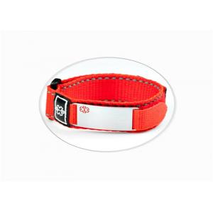 China Fashion Sport ID Bracelet / Nylon Velcro ID Wristband With Engraved Metal Plate supplier