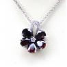 Women Jewelry Purple Cubic Zircon Flower Pendant Necklace (PSJ0223)