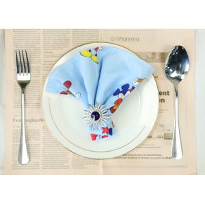 China As crianças personalizaram o teste padrão bonito da tela do dobro do algodão dos guardanapo de jantar com etiqueta tecida supplier