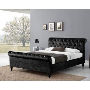 Button Tufting Upholstered Bed Frame King Size Chesterfield Styled Headboard