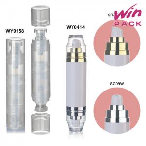China 10ml*2 Plastic Dual Chamber Bottle , Cosmetic Pump Bottle With Silver Cap supplier