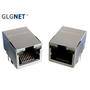 China 10/100 Shield Magnetic RJ45 Jack Single Port Tab Up With Green LED DIP Mounting supplier