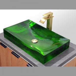 China Glazed Glass Bathroom Wash Basins With Pop Up Waste Hotel Bathroom Project supplier