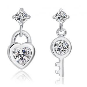 S925 sterling silver heart key South Korean female models exotic earrings