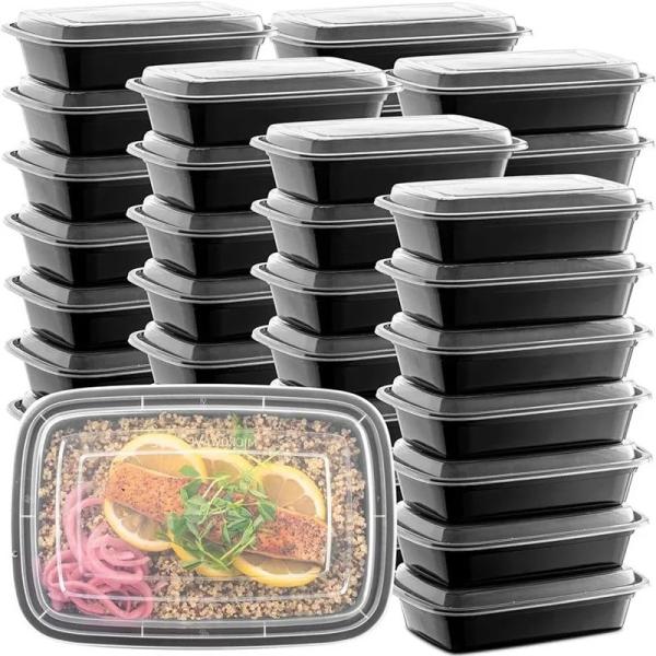 15 Pack Disposable Meal Prep Containers with Lids Stackable Plastic Bento Lunch Box