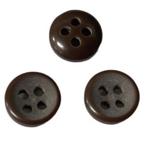 Resin Fancy Plastic Buttons 4-Holes Dark Brown Color In 15L For Sewing Shirt