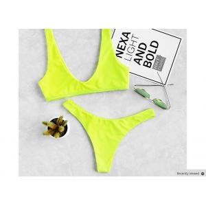 sport neon green sweatshirt Bikini vest with high bottom leg women sets Bikini plain beach swimsuit Sexy swimsuit