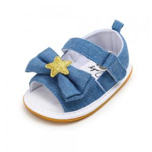 China New style denim Canvas Rubber soft sole star baby barefoot sandals supplier