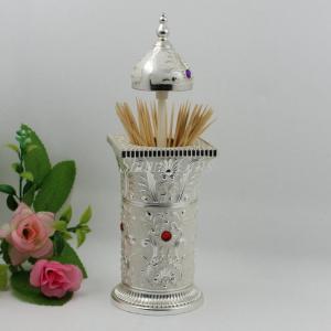 China Shinny Gifts Vintage Silver Metal Toothpick Pencil Holder supplier