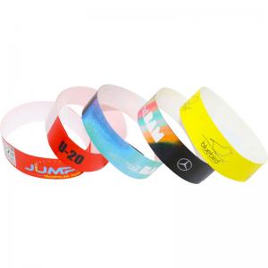 Disposable Custom Tyvek Wristbands For Events White Red Blue Security