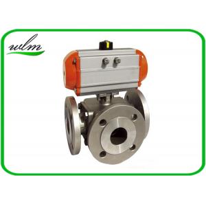 China Light Weight Sanitary Ball Valves Aluminum Pneumatic Actuator , Flanged Connection End supplier