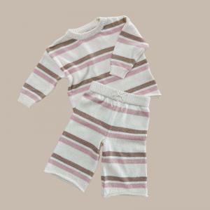 Персонализированные свитеры детей выполненные на заказ расслабленная пригонка Striped с подрезанным 100% хлопок брюк длины соответствуя