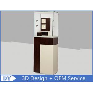 China Custom Wooden Coating Jewelry Tower Showcases With LED Light Brown Color supplier