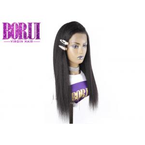 China Yaki Straight Full Lace Human Hair Wig Pre Plucked Hairline Glueless Brazilian Hair Wig supplier