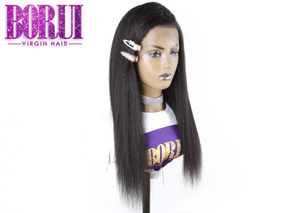 Yaki Straight Full Lace Human Hair Wig Pre Plucked Hairline Glueless Brazilian