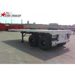 China Two Axle 20FT 8 Tires White Flatbed Car Trailer With Twist Locks , Long Life supplier