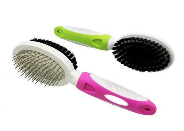 Double Sided Needle Pet Grooming Comb Multicolor Stainless Steel TPR 16.4 * 5.2