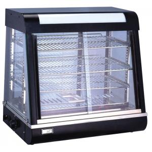 China Black 4 Shelves Food Display Showcase / Tempered Glass Food Warmer Display Case supplier