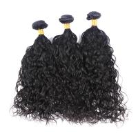 China 100 Unprocessed Brazilian Water Wave Human Hair , Natural Black Curly Hair Bundles  on sale