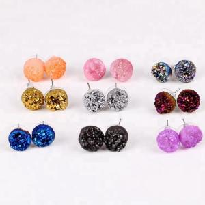 China Natural druzy fancy cute small charms post stud earrings stainless steel ear needle supplier