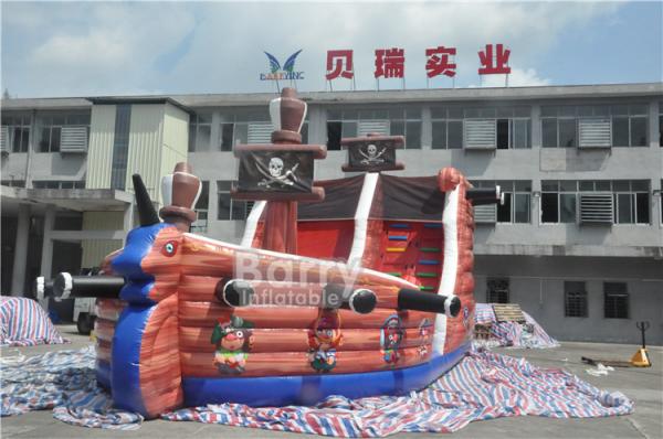Attractive Commercial Inflatable Combo Pirate Ship , Bouncy Castle Slide With