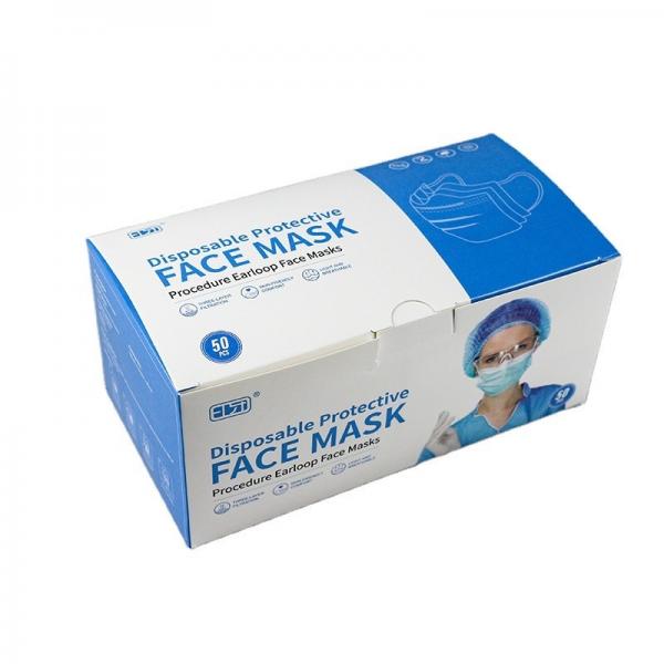 ISO14001 CMYK Face Mask Medical Box Packaging , PMS Disposable Face Mask Box