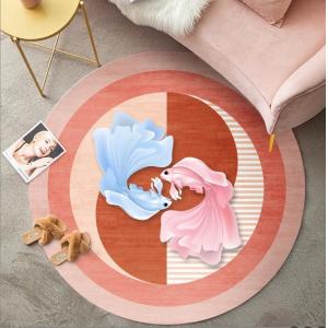 Pink Cartoon Fish And Abstract Animal Pattern Carpet Living Room / Hotel Carpet