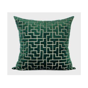 China Forest Green Decorative Throw Pillows Geometric Embroidered 100% Velvet wholesale