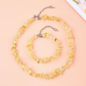 Handmade Adjustable Chips Gravel Stone Bracelet Necklace Set Irregular Crystal Healing Energy Jewelry Kit