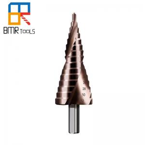 BMR TOOLS 4mm-32mm 15steps triangle shank sprial flute hss step drill bit for metal hole drilling