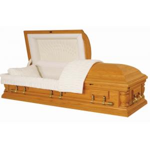 Premium Solid Oak Wood Casket , Hardwood Caskets Compact Structure Eco Friendly