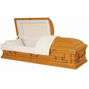 Velvet Interior Funeral Caskets SWC02 Oak Material Eco Friendly Coffins For Cremation