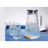 304 Stainless Steel Lid Clear Glass Water Pitcher , Hot Water Glass Pitcher