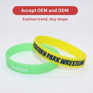 Rubber Embossed Printed Wristbands , Segmented Printed Silicone Bands