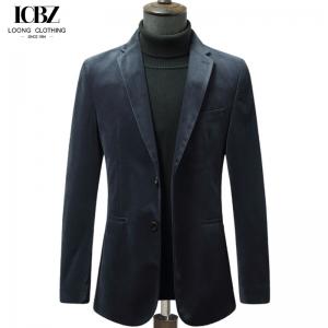 China Men's End Corduroy Single Suit Blazer Jacket with Striped Velvet and Horn Button supplier