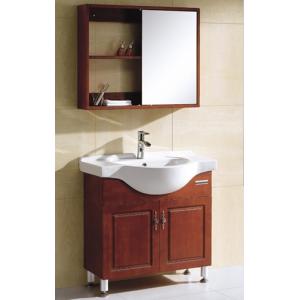 China Floor mounted PVC Bathroom Vanity，Wood grain PVC bathroom cabinet,Mirror cabinet supplier