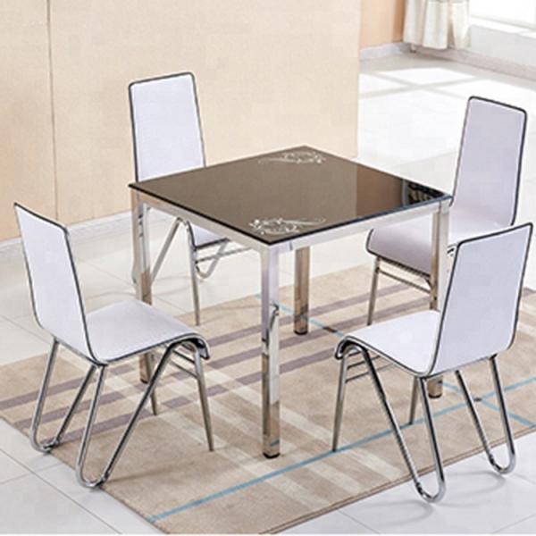 Stylish Glass Top Dining Room Table , Tempered Glass Top Dinette Sets square