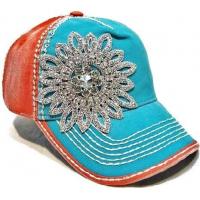China Charming Sparkle Cotton Unisex Baseball Caps With Floral Rhinestones Crystal on sale