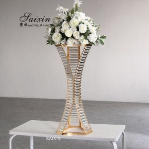 China ZT-538G  2022 New Flower metal gold triangle crystal decor flower stand support decor supplier