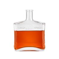 China 500ml Glass Collar Square Vodka Whisky Bottle Wine Glass Bottle on sale