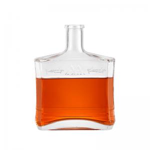 China 500ml Glass Collar Square Vodka Whisky Bottle Wine Glass Bottle supplier