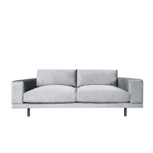 China Fabric sofa grey velvet fabric cover couch metal legs black matt pure sponge padded seats supplier
