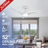 China 110-240V/50Hz-60Hz 52" Silver ABS Ceiling Fan with Lighting and Circuitry Design wholesale
