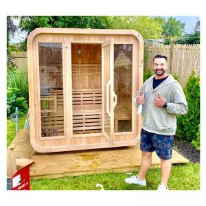 Outdoor Dry Sauna Pure Canadian Red Cedar Wooden Outdoor Cube Sauna 3 Person