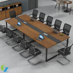 China Powder coating KD Modern Office Meeting Table Wooden Panel Top supplier
