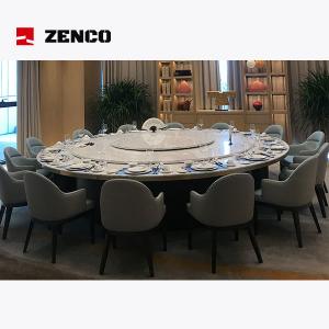 Pure White Hotel Restaurant Furniture Set with Stone Dining Table and Gray Leather Chairs
