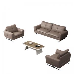 China Gray Leather Sectional Sofa Set for Modular Couch in School Office Furniture Assembly supplier